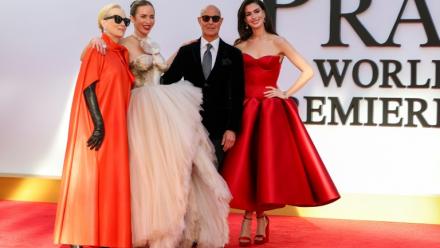 Meryl Streep, Emily Blunt, Stanley Tucci et Anne Hathaway pour l'avant-première mondiale de "Le diable s'habille en Prada 2" à New York, le 20 avril 2026 