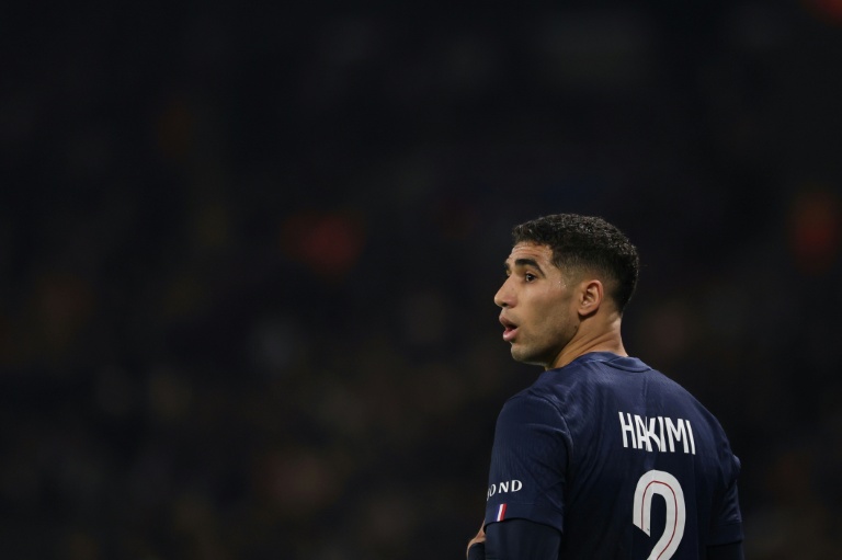 Le défenseur marocain Achraf Hakimi lors de la 8e journée de la Ligue des champions de l'UEFA, opposant le Paris Saint-Germain (PSG) à Newcastle United FC au Parc des Princes à Paris, le 28 janvier 2026