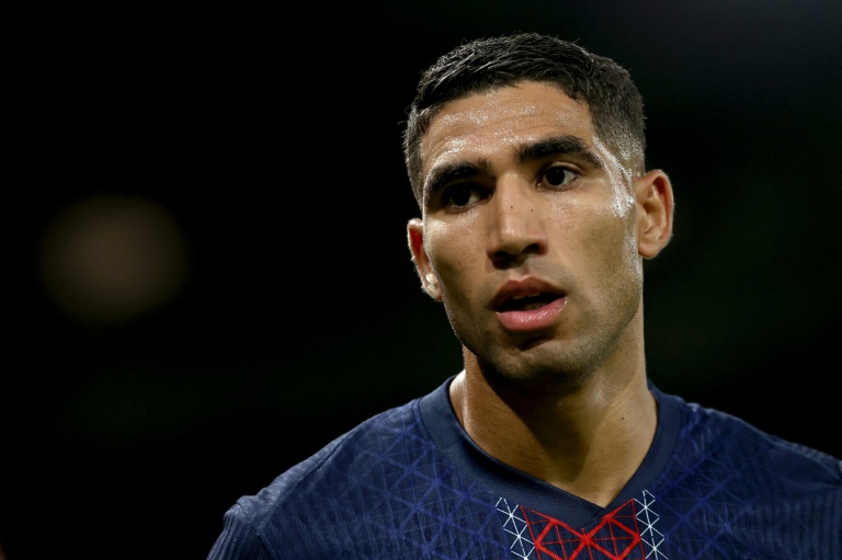 Le défenseur marocain du Paris Saint-Germain, Achraf Hakimi lors du match de football comptant pour le premier tour de l'UEFA Champions League, entre le PSG et l'Atalanta Bergame, au Parc des Princes à Paris, le 17 septembre 2025