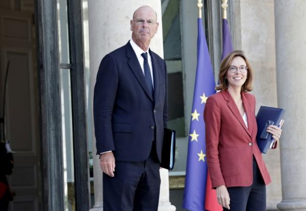 Le ministre de l'Economie Eric Lombard et la ministre des Comptes publics Amélie de Montchalin, à l'Elysée à Paris, le 27 août 2025