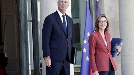 Le ministre de l'Economie Eric Lombard et la ministre des Comptes publics Amélie de Montchalin, à l'Elysée à Paris, le 27 août 2025