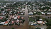 Vue aérienne des inondations après le passage de l'ouragan Polo à Puerto Sans Carlos, en Basse-Californie du Sud, le 29 septembre 2026 au Mexique