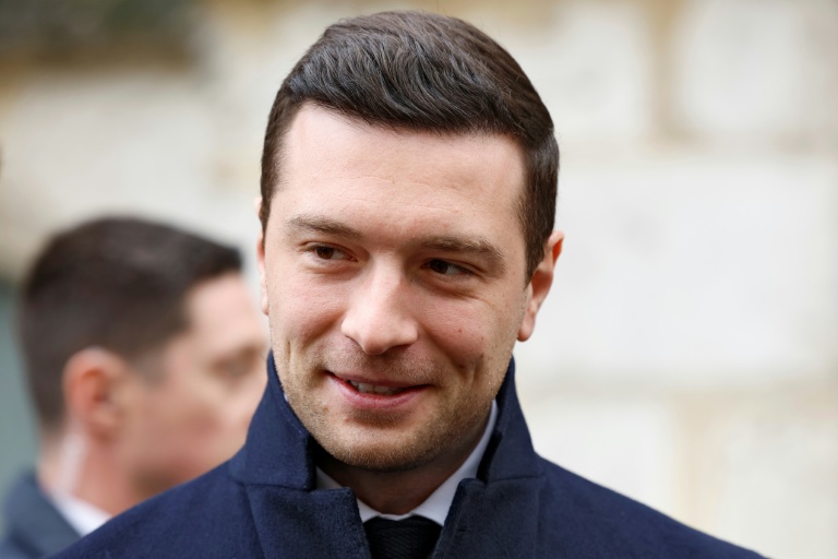 Le président du Rassemblement national Jordan Bardella lors d'un déplacement à Provins, en Seine-et-Marne, le 21 février 2026 