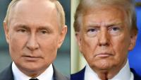 Vladimir Poutine en 2022 et Donald Trump en 2024 dans une photo combo
