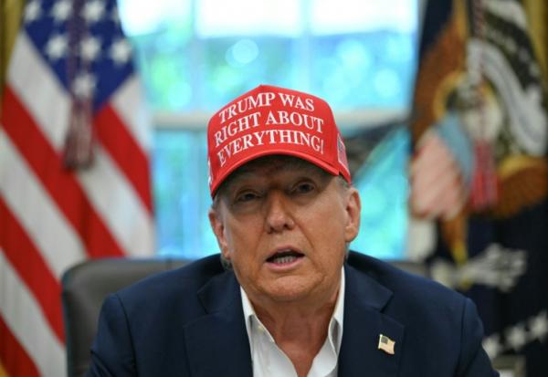 Donald Trump dans le Bureau ovale  à Washington, le 22 août 2025