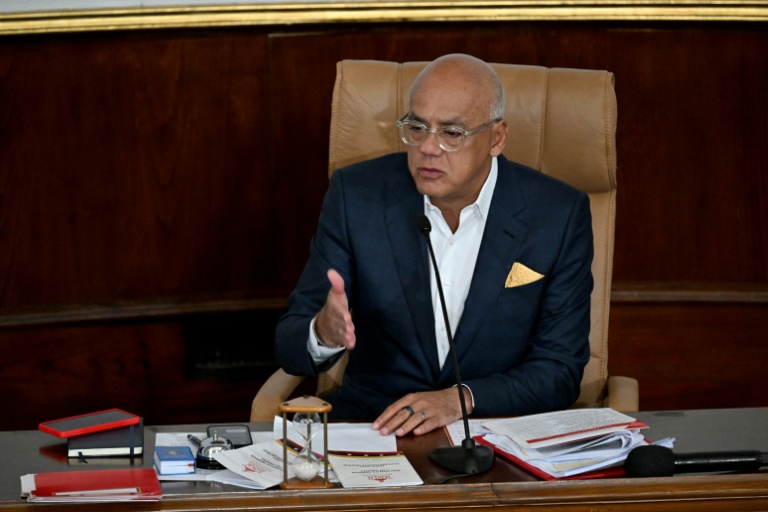 Le président de l'Assemblée nationale du Venezuela, Jorge Rodriguez, lors d'une session plénière à l'Assemblée nationale à Caracas, le 22 janvier 2026