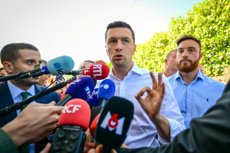 Jordan Bardella, le président du Rassemblement National (RN)à la Foire agricole de Beaucroissant, dans l'Isère, le 11 septembre 2026.
