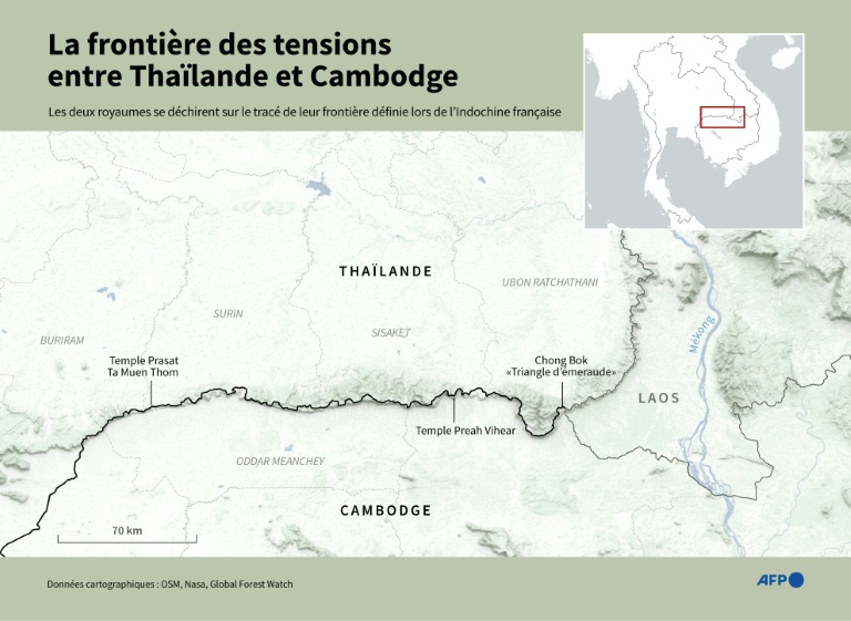 La frontière des tensions entre Thaïlande et Cambodge