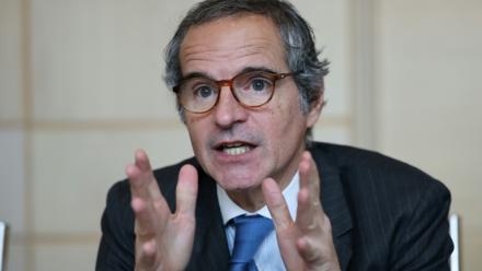 Rafael Grossi, directeur général de l'Agence internationale de l'énergie atomique (AIEA), lors d'une conférence de presse à Séoul, le 15 avril 2026 en Corée du Sud