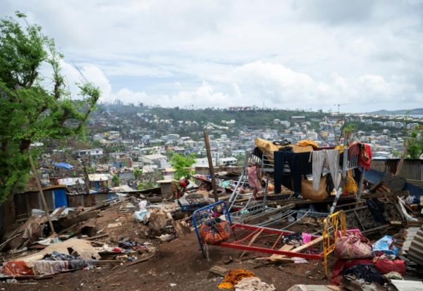 Destructions du cyclone Chido dans le bidonville de Cavani, à Mamoudzou, à Mayotte, le 2 janvier 2025