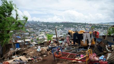 Destructions du cyclone Chido dans le bidonville de Cavani, à Mamoudzou, à Mayotte, le 2 janvier 2025