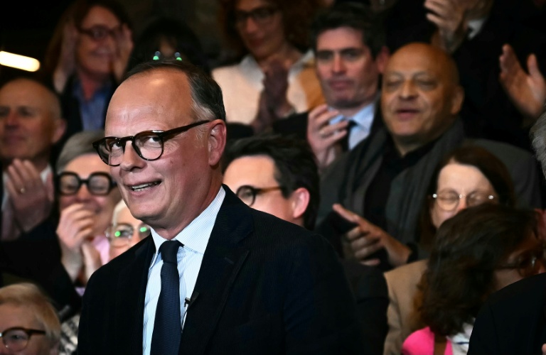 L'ancien Premier ministre Edouard Philippe, fondateur du parti Horizons, fête sa réélection à la mairie du Havre, le 22 mars 2026 au Havre