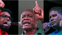 Ce combo d'images d'archives créé le 31 août 2025 montre (de g. à d.) le président sortant du Guyana Mohamed Irfaan Ali, l'oposant Aubrey Norton et le populiste Azruddin Mohamed