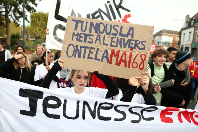 Manifestation de lycéens à Lens, dans le Pas-de-Calais, le 13 octobre 2026