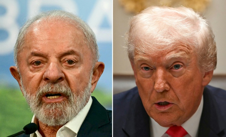 Combinaison de portraits du président brésilien Lula (g.), pris le 19 novembre 2025 à Belem, au Brésil, et du président américain Donald Trump (d.), pris le 2 décembre 2025 à Washington