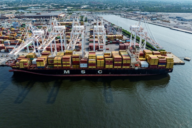 Un porte-containers sur le port de Baltimore (Etats-Unis) le 7 août 2025