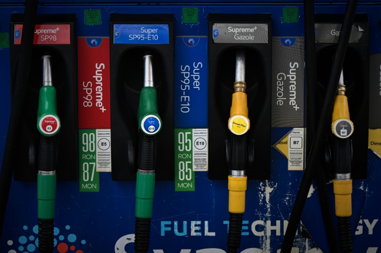 Des pompes à carburant dans une station-service près de Bordeaux, le 10 mars 2026 en Gironde