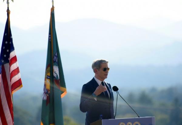 Scott Bessent, le ministre des finances américain, le 1er septembre 2026 à Asheville, en Caroline du Nord, aux Etats-Unis.