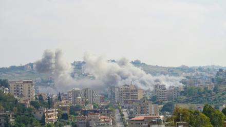 Des frappes aériennes israéliennes sur Nabatiyé dans le sud du Liban le 26 mai 2026