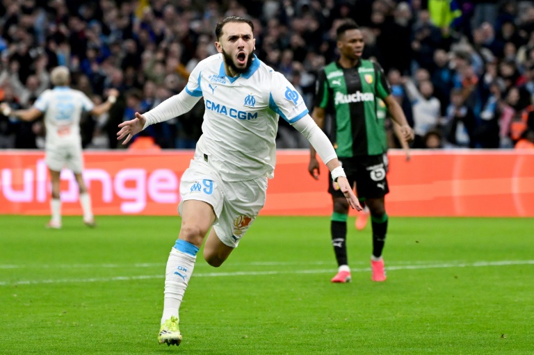 Amine Gouiri auteur d'un doublé pour l'OM face à Lens, le 24 janvier 2026 à Marseille