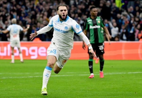 Amine Gouiri auteur d'un doublé pour l'OM face à Lens, le 24 janvier 2026 à Marseille