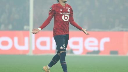 Ethan Mbappé auteur du but de la victoire pour Lille face à Marseille, le 5 décembre 2025 au stade Pierre-Mauroy