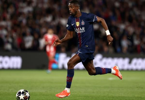 L'attaquant du Paris Saint-Germain Ousmane Dembélé le 28 avril 2026 au Parc-des-Princes à Paris lors de la demi-finale aller de la C1 contre le Bayern