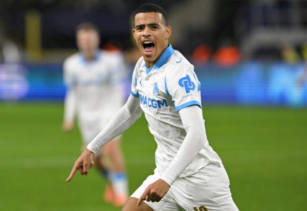 L'attaquant anglais de l'OM Mason Greenwood, auteur d'un doublé contre l'Union Saint-Gilloise, le 9 décembre 2025 à Bruxelles