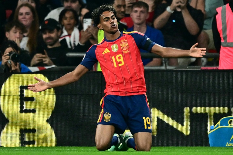 Lamine Yamal, auteur de l'ouverture du score pour l'Espagne face à l'Angleterre, le 26 septembre 2026 à Wembley