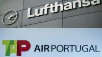 Combo des logos des compagnies aériennes Lufthansa et TAP Air Portugal créé le 14 octobre 2026