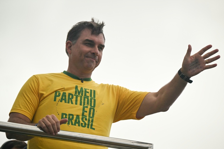 Flavio Bolsonaro, candidat à l'élection présidentielle au Brésil, lors du lancement de sa campagne, à Rio de Janeiro, le 16 août 2026