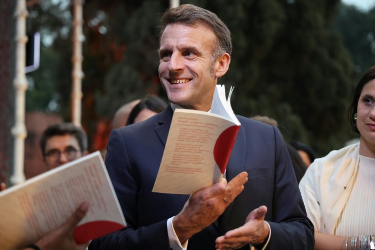 Le président Emmanuel Macron à l'Institut français de New Delhi le 18 février 2026
