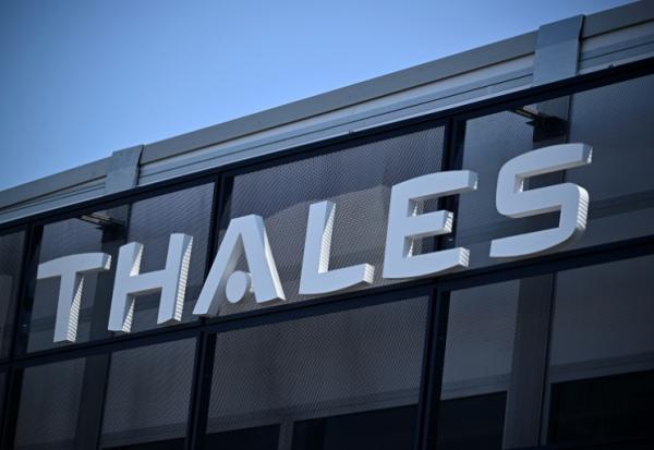 Logo de Thales au salon du Bourget, près de Paris, le 18 juin 2025 
