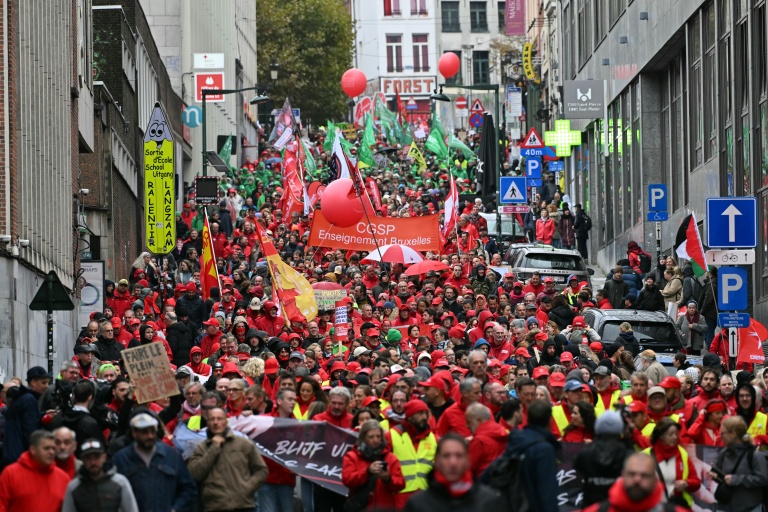 Manifestation syndicale à Bruxelles en Belgique le 9 octobre 2026