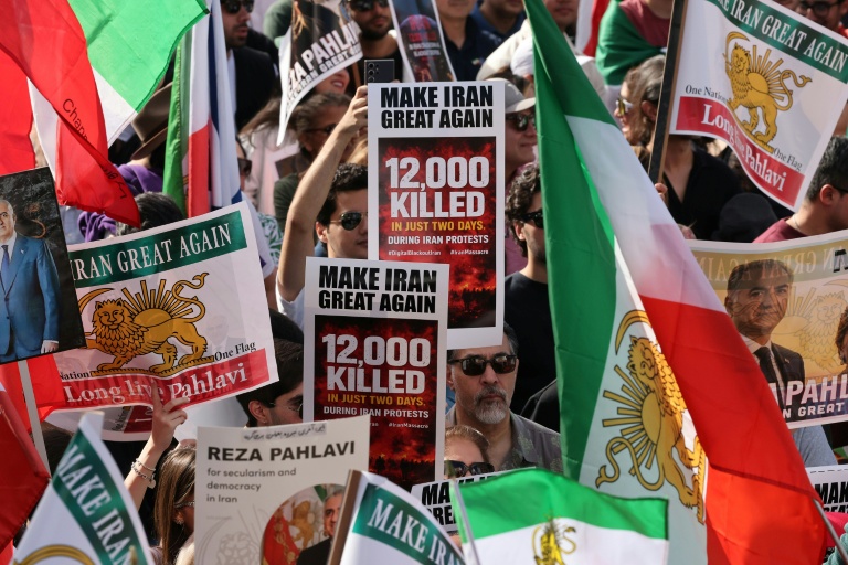 Manifestation contre le régime iranien à Los Angeles, en Californie, le 18 janvier 2026