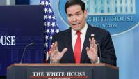 Le secrétaire d'Etat américain Marco Rubio s'exprime lors d'une conférence de presse à la Maison Blanche, le 5 mai 2026, à Washington