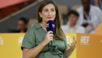 Marine Tondelier, candidate écologiste à l'élection présidentielle, à l'université d'été du Medef, Paris, le 27 août 2026