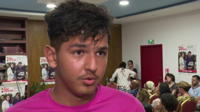 Cette capture vidéo, réalisée le 14 novembre 2025 à partir d'images de l'AFP datées du 7 juillet 2024, montre Mehdi Kessaci, frère d'Amine Kessaci