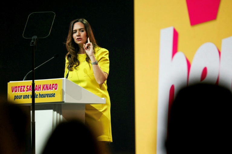 Sarah Knafo, candidate Reconquête! à la mairie de Paris, le 9 mars 2026 au Dome de Paris