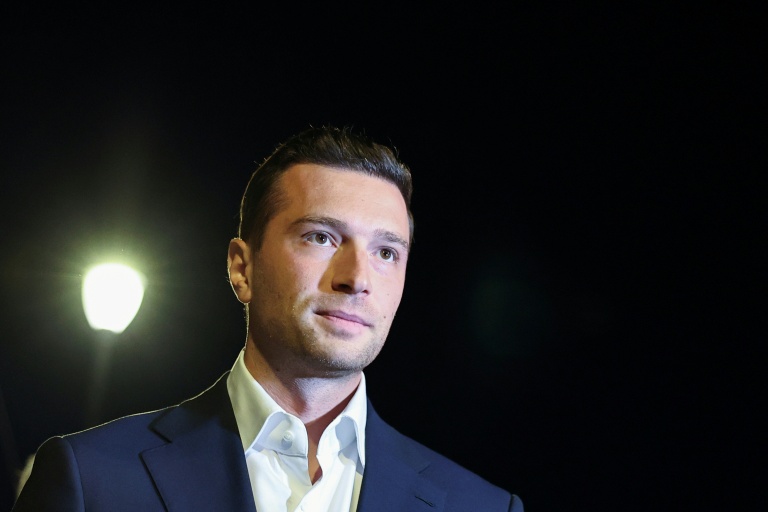 Le président du RN Jordan Bardella, lors d'un meeting pour les élections sénatoriales à La Seyne-sur-Mer (Var), le 27 septembre 2026