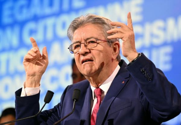 Le chef de file de LFI, Jean-Luc Mélenchon, lors d'un meeting du parti à Aubervilliers, le 23 novembre 2025 en Seine-Saint-Denis