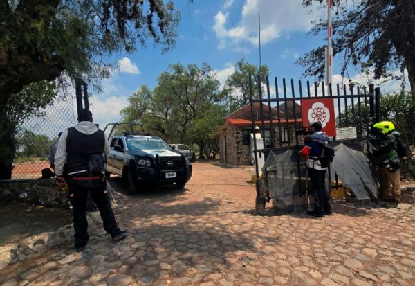 Un véhicule de patrouille de police sur le site archéologique de Teotihuacan après une fusillade survenue à Teotihuacan, dans l'État de Mexico, le 20 avril 2026