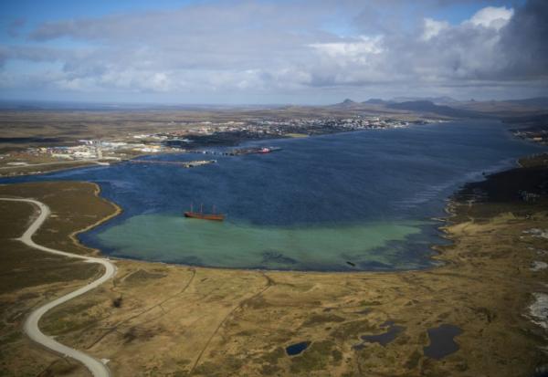 Vue aérienne des îles Malouines le 7 octobre 2019.