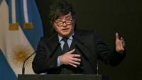 Le président argentin Javier Milei lors d'une conférence à Buenos Aires, le 20 août 2026