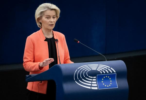 Ursula von der Leyen, lors d'une session plénière au Parlement européen, le 20 mai 2026 à Strasbourg, dans le Bas-Rhin