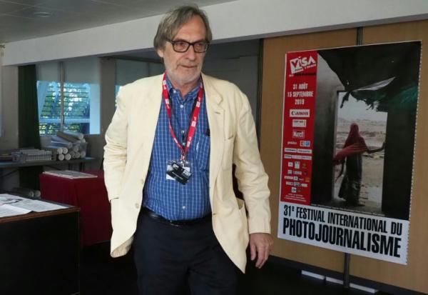 Jean-François Leroy, directeur et fondateur du festival de photo "Visa pour l'Image", lors de la 31e édition du festival à Perpignan, le 5 septembre 2019 dans les Pyrénées-Orientales