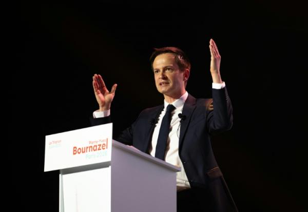 Pierre-Yves Bournazel, lors d'un meeting pour le lancement de sa campagne pour la mairie de Paris, le 3 juin 2025 à Paris