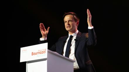 Pierre-Yves Bournazel, lors d'un meeting pour le lancement de sa campagne pour la mairie de Paris, le 3 juin 2025 à Paris