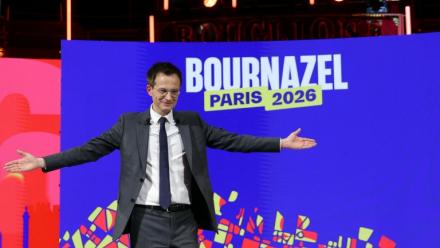 Pierre-Yves Bournazel, candidat Horizons et Renaissance à la mairie de Paris, lors d'un meeting de campagne à Paris, le 10 février 2026