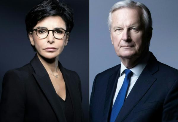 Combinaison d'images créée le 18 juillet 2025 de Rachida Dati, à Paris le 25 novembre 2019 et de Michel Barnier, à Paris le 11 mai 2021